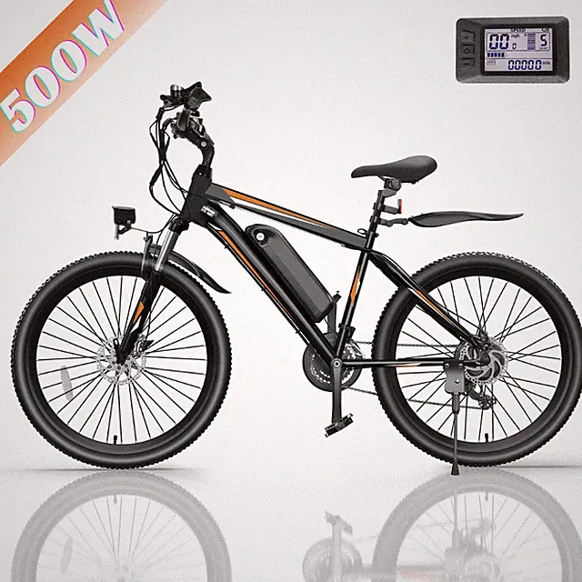 26in Electric Mountain Bike, Adults 500W 48V Cruiser Bicycle 21Speed E-Bike SALE