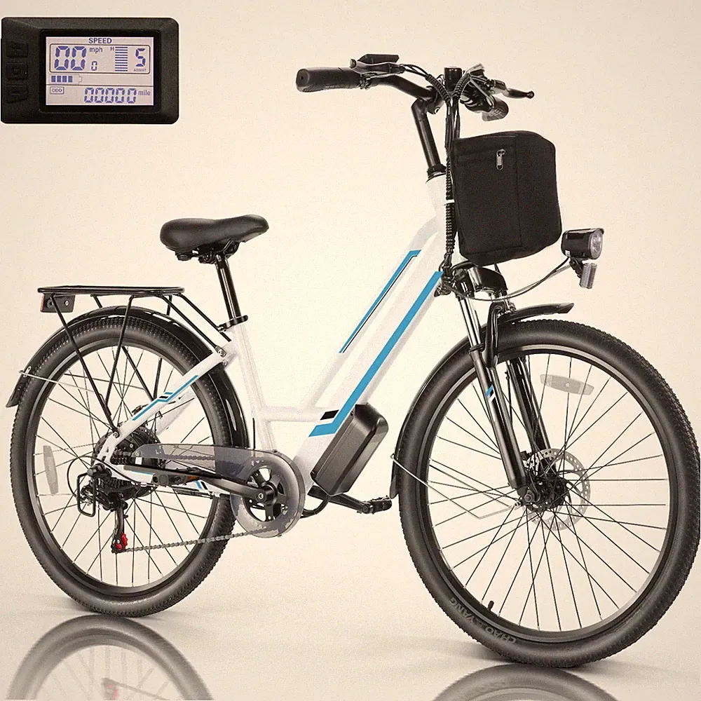 26" Adults Electric Bike 500W 48V Cruiser Bicycle Low Step Thru E-Bike w/LCD U.S