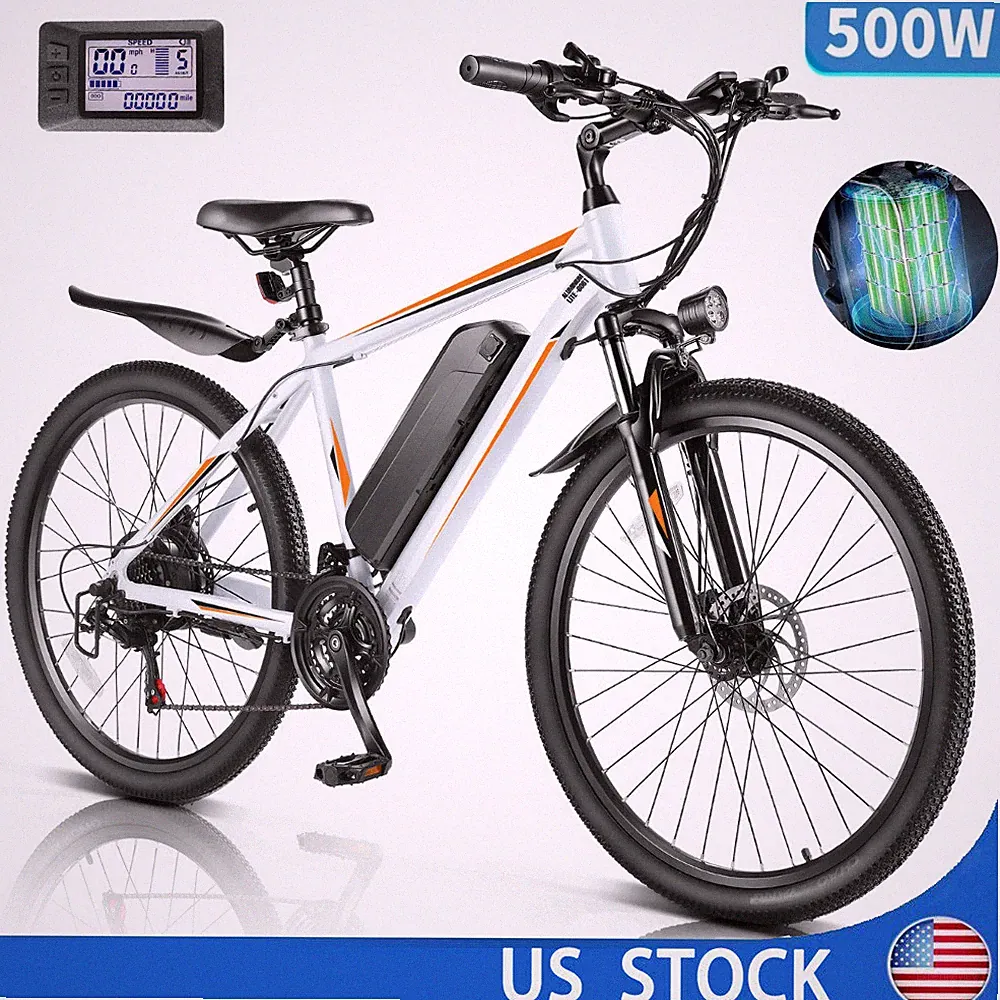 26'' Electric Bike 500W 48V Cruiser Bicycle 21Speed eBike Commuters Bicycle MTB.
