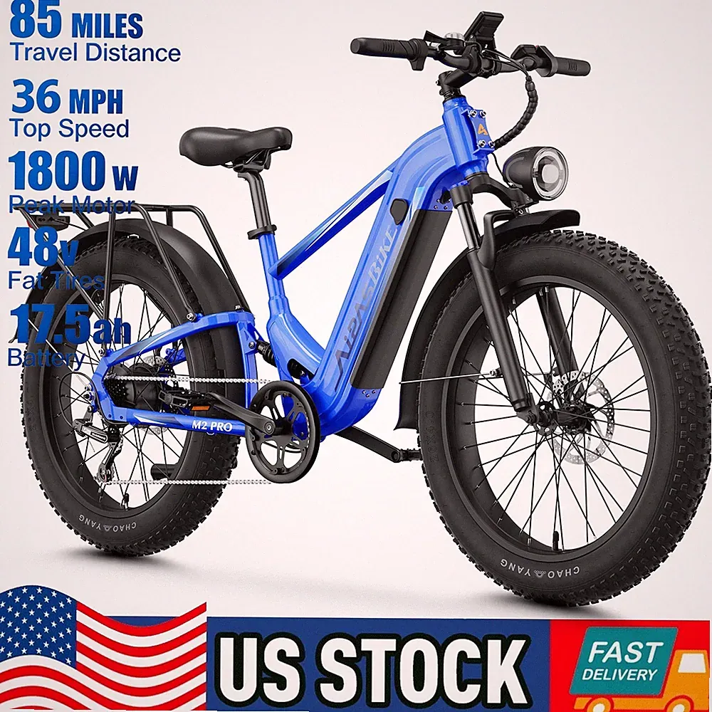 26" Fat Tire 1800W Electric Mountain Bike for Adults 36MPH 48V Off-Road Bicycle