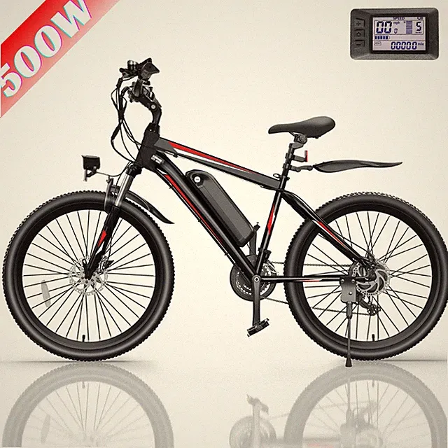 26In Electric Mountain Bike for Adults, 500W 48V Cruiser Bicycle 21Speed e Bike✨