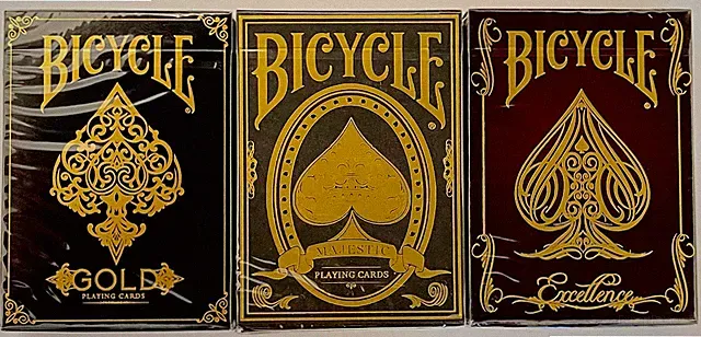 3 DECKS Bicycle Playing Cards (GOLD, MAJESTIC, EXCELLENCE) Luxury Decks NEW