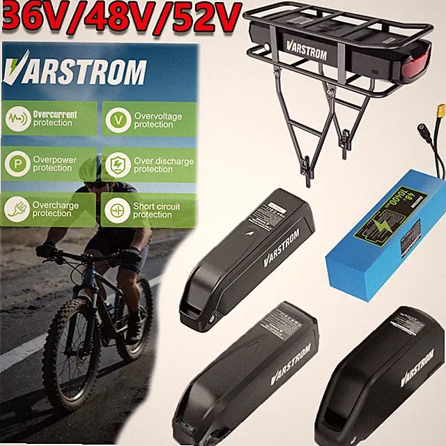 36V 48V 52V 10AH/16AH/20AH/30AH Battery for 50-2000W Ebike Bicycle Mid Hub Motor