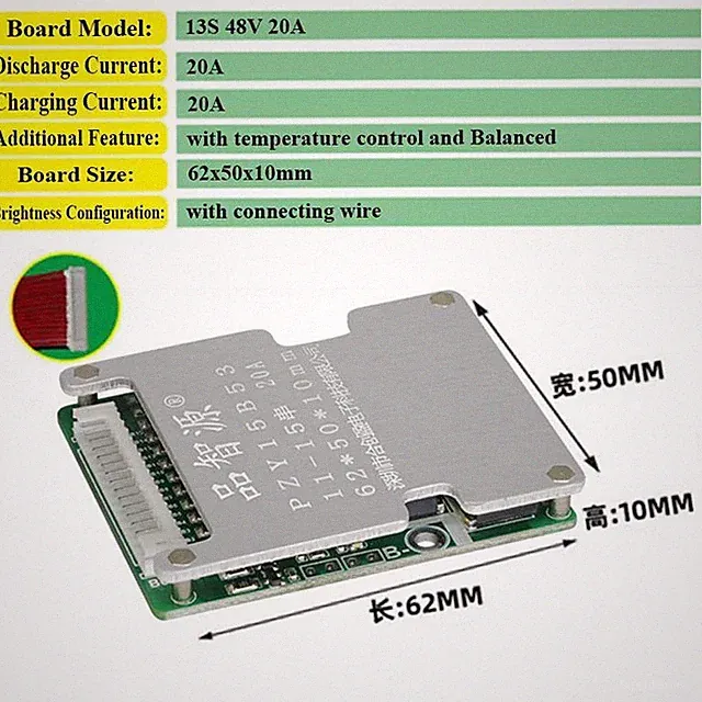 48V-13S-35A Li-ion Battery BMS PCB PCM Balance Circuit Board for E-bike Ebicycle