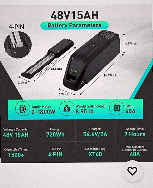 48V 15ah ebike battery 48 volt battery Lithium Electric Bicycle motor