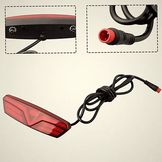 48V 2 Pin Waterproof LED Rear Tail Light Lamp For Electric Bicycle E-Bike