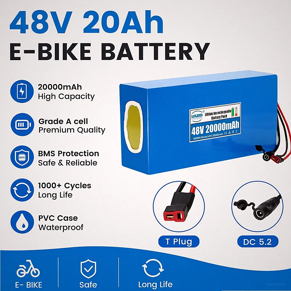 48V 20Ah Lithium Battery Pack Rechargeable for 48V Electric Bicycle System