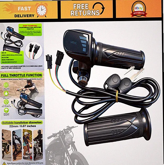 48V Electric Bike Throttle Grip with LCD Display & Key Lock | Universal E-Bike R