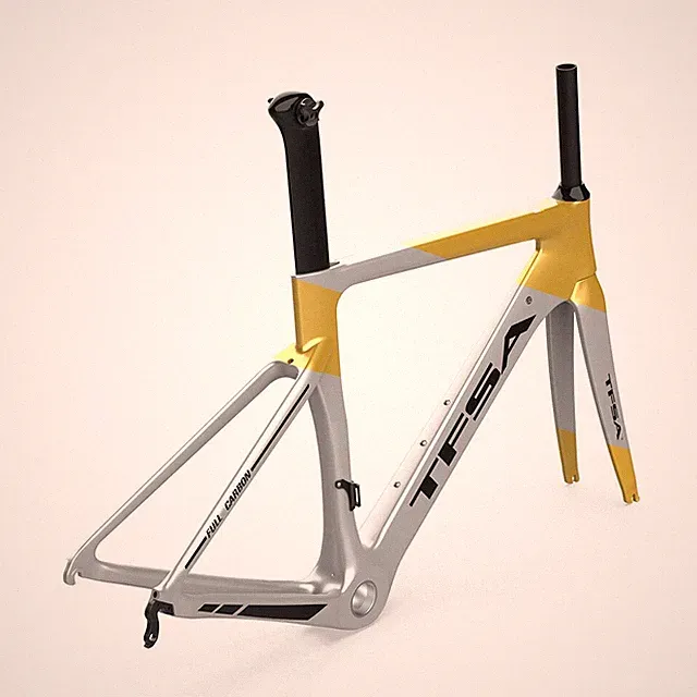 700C Silver Carbon Road Frame V Brake T1000-40T BSA Integrated Inner Cable Set