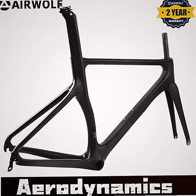 AIRWOLF Carbon Fiber Aerodynamic Road Bike Frame Racing Bicycle Frameset V Brake