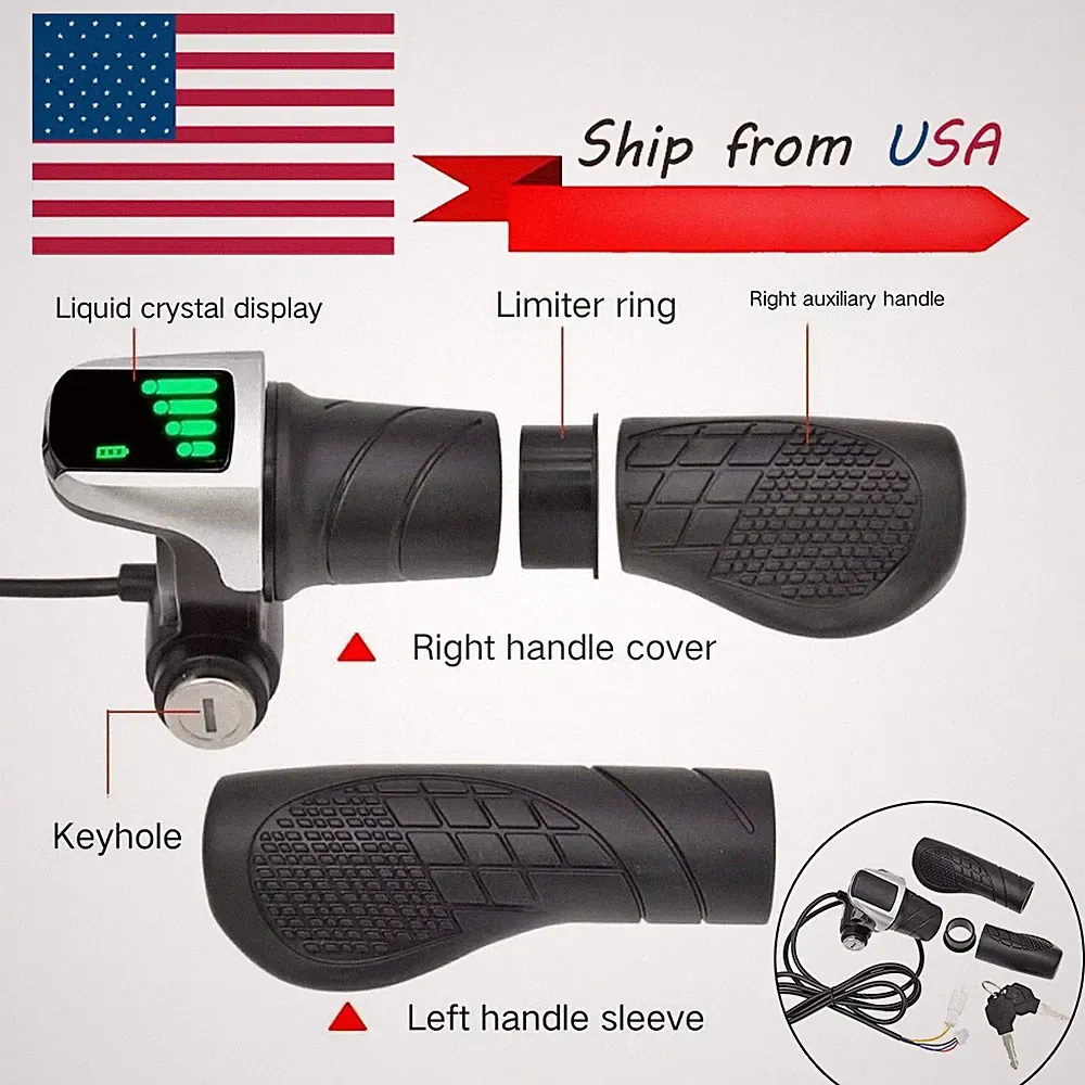 E-Bike 36V 48V Split throttle handle w/power display & Key Lock Electirc Scooter