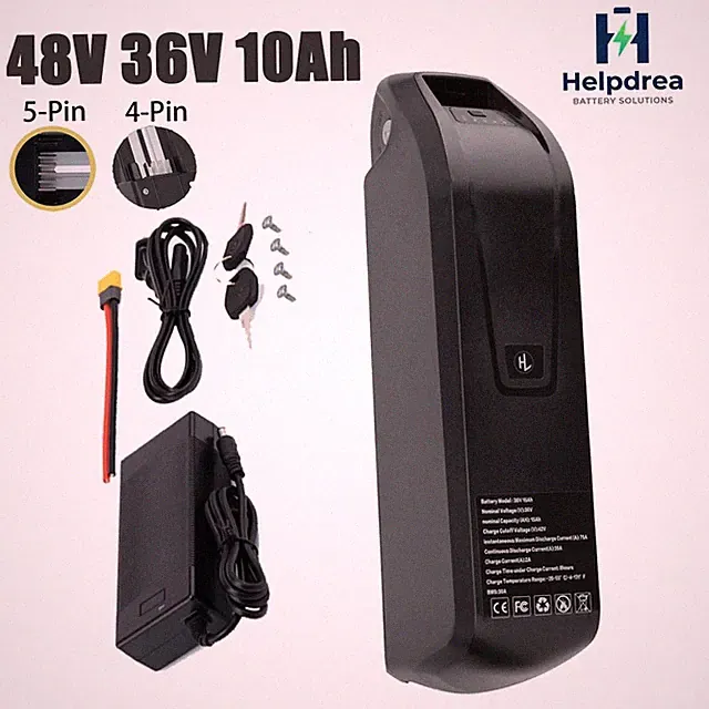 Ebike Battery 48V 36V 10Ah Battery 200W-1000W Electric Bike Black