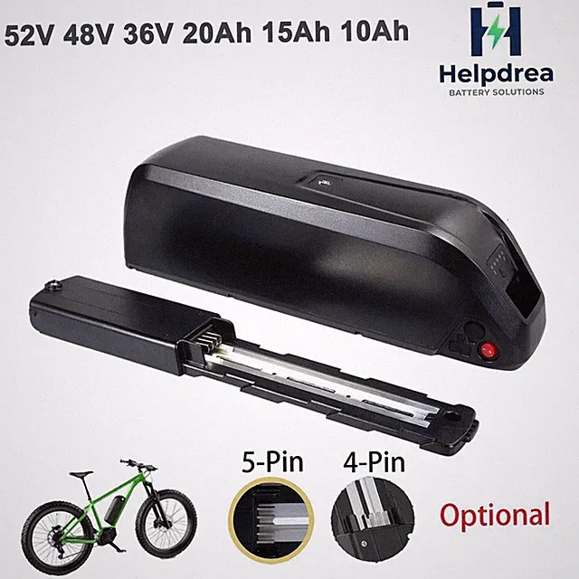 Ebike Battery 52V 48V 36V 10Ah 15Ah 20Ah Electric BiKE Battery 4Pin / 5Pin Base