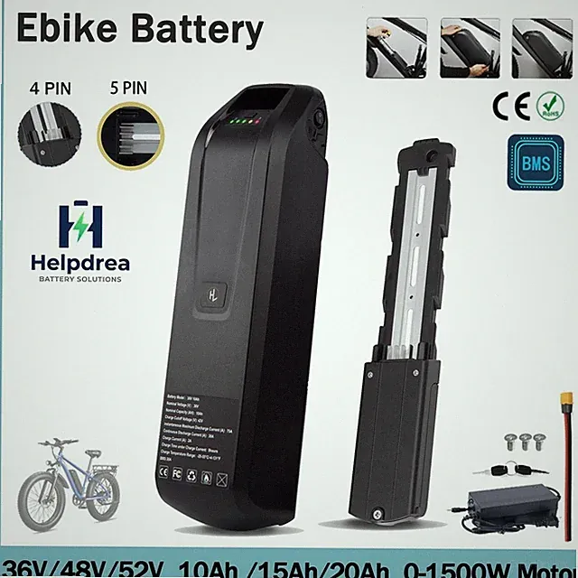 Ebike Battery 52V 48V 36V 10Ah/15Ah/20Ah Electric Bike Bicycle Scooter Battery