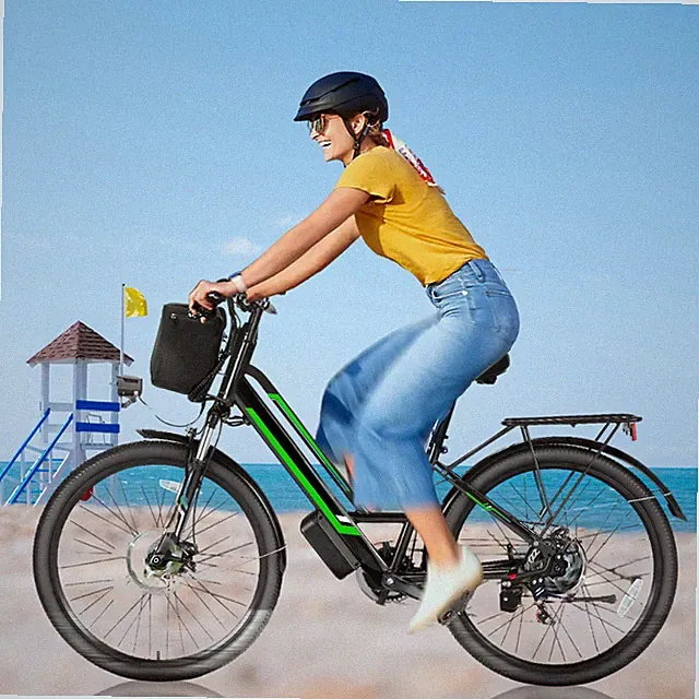 Electric Bike, 26in City Commuting Bicycle 500W 48V Cruiser Beach E-bikes w/LCD