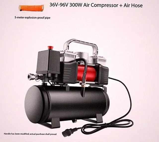 Electric Bike Air Pump,Dual-Cylinder with Air Tank,Universal for 48V,60V,and 72V