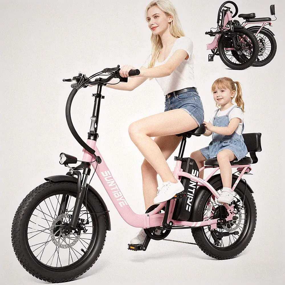 Folding Electric Bike 48V/15AH 1000W 28MPH Electric Bike Bicycle w/ Rear Seat