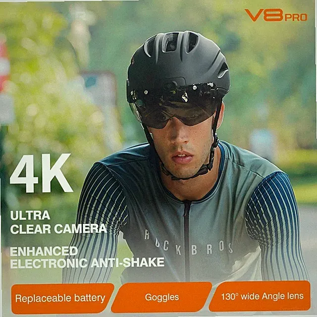 FOXWEAR V8PRO 4K cycling Al WIFI smart helmet with lntegrated camera