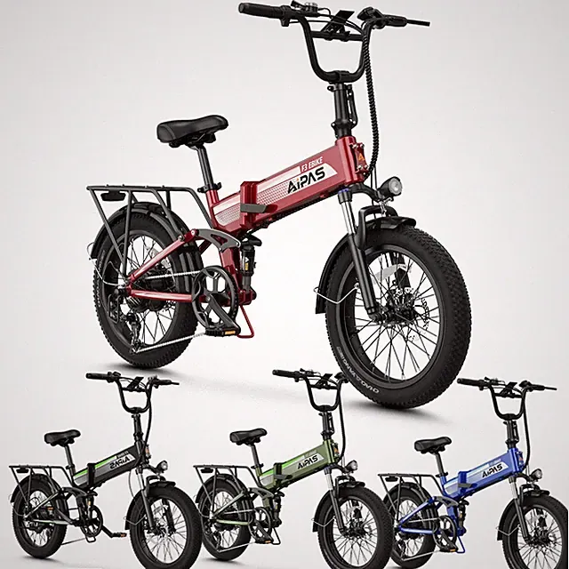 IPAS 1500W 20" Electric Folding 48V/12.8AH E-Bike Fat Tire Bicycle for Adults