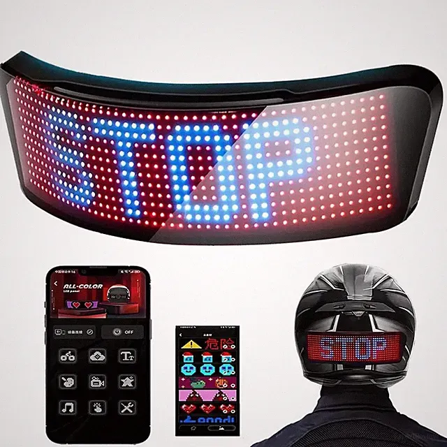LED Helmet Display Rgb Programmable Warning Light Motorcycle Bike App Screen