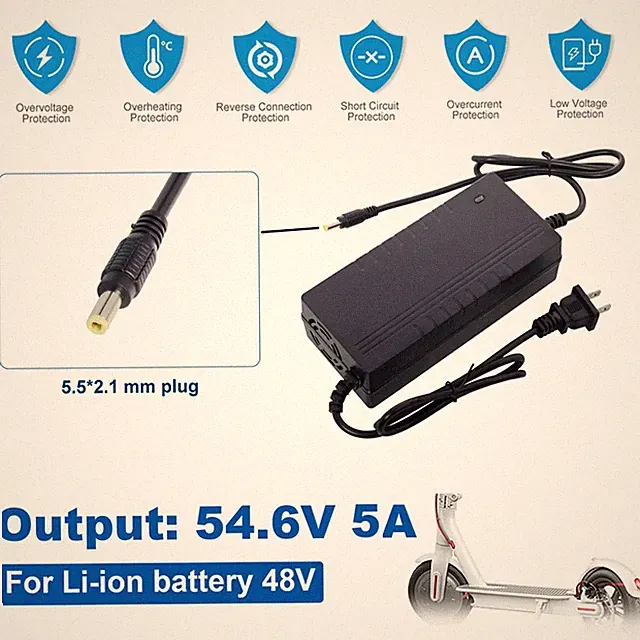 Lithium Battery charger 54.6V 5A Smart DC 5.5*2.1MM For Electric Bicycle 48V