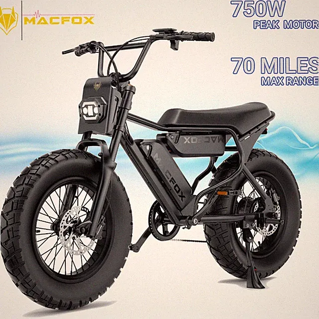 MACFOX X7 500w E-Bike 48V 20"Tire Electric Bicycles 20mph Dual Battery 70 Miles