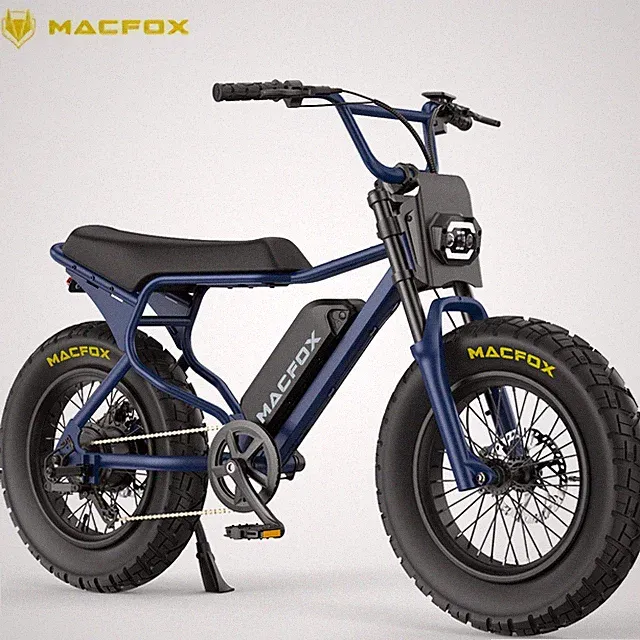 MACFOX X7 Electric Bicycles 500w 20 in Fat Tire E-Bike Backlit 25mph Blue NEW