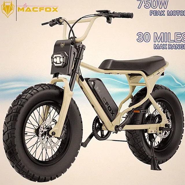 MACFOX X7 Electric Bike Upgraded 20x5.0 Rear Fat Tire, 750W 30 Mile 20 mph