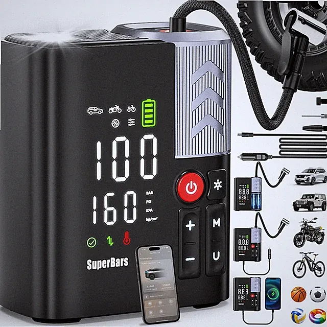 Tire Inflator Portable Air Compressor, 48LPM 160PSI Fast Air Pump with APP Co...
